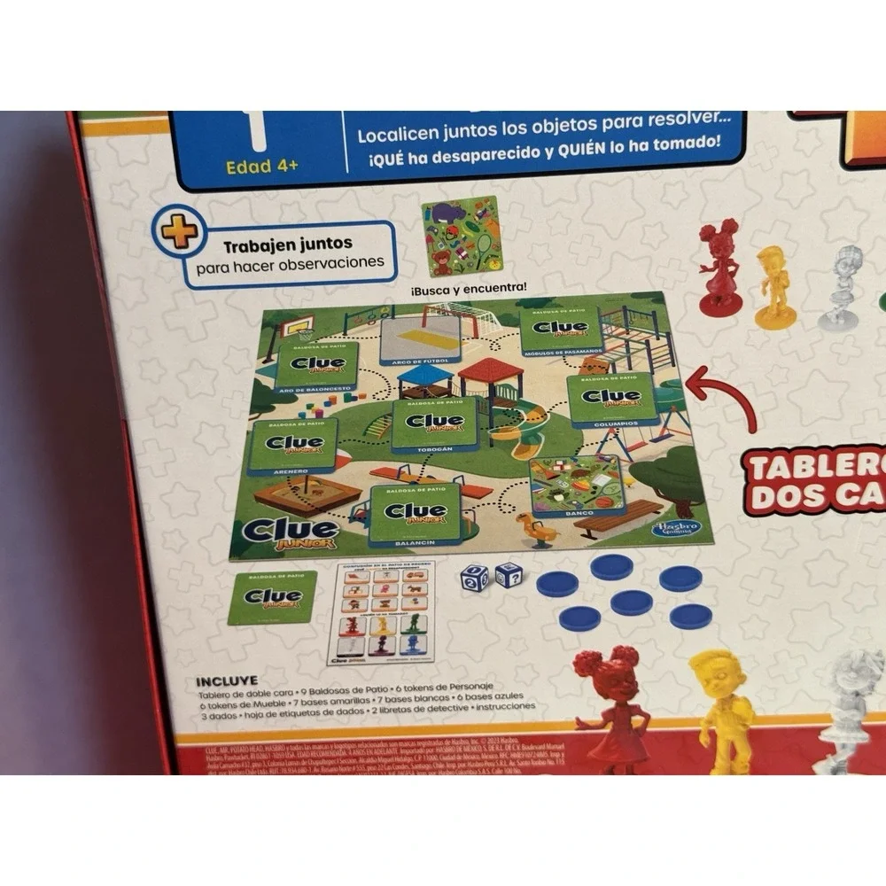 Clue Junior Game, 2-Sided Gameboard, 2 Games in 1, Clue Mystery Game for Younger